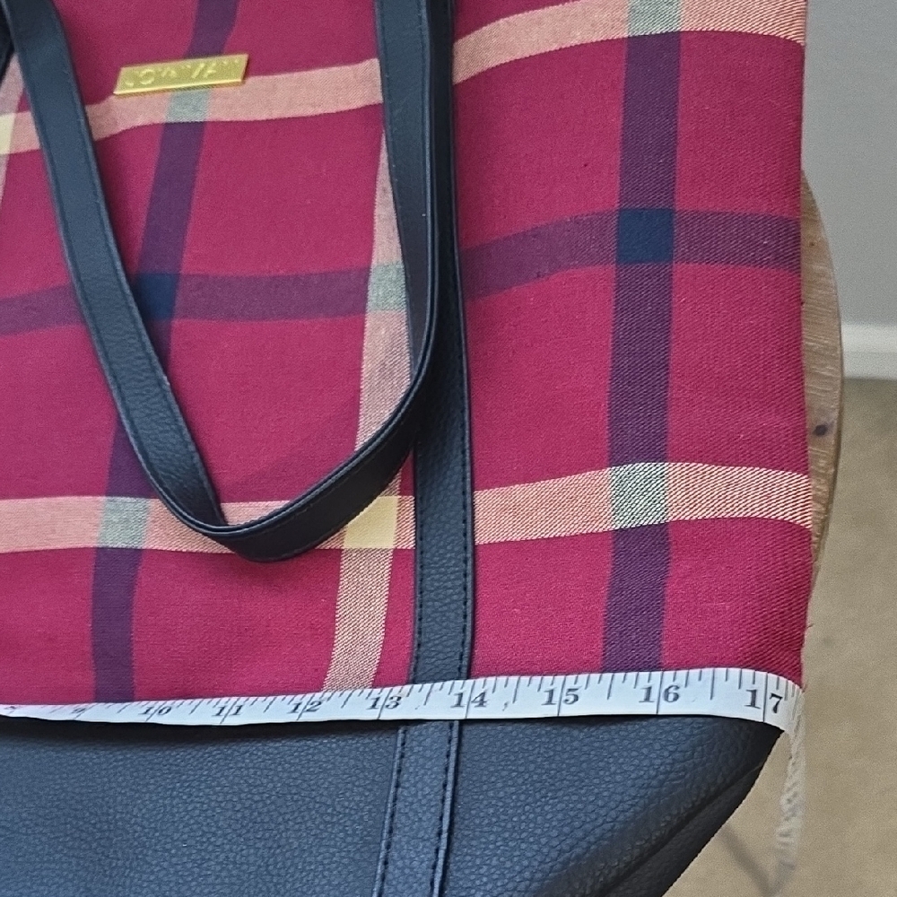 Joy & Iman Burgundy and Black Plaid Tote - Picture 9 of 9